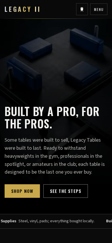 Legacy Tables website — home on mobile